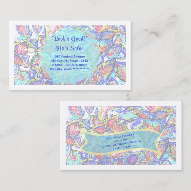 Abstract Pastel Floral Design Customisable Business Card (Front/Back)