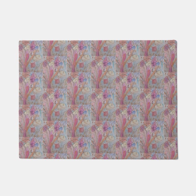 Abstract Pastel Floral Doormat (Front)