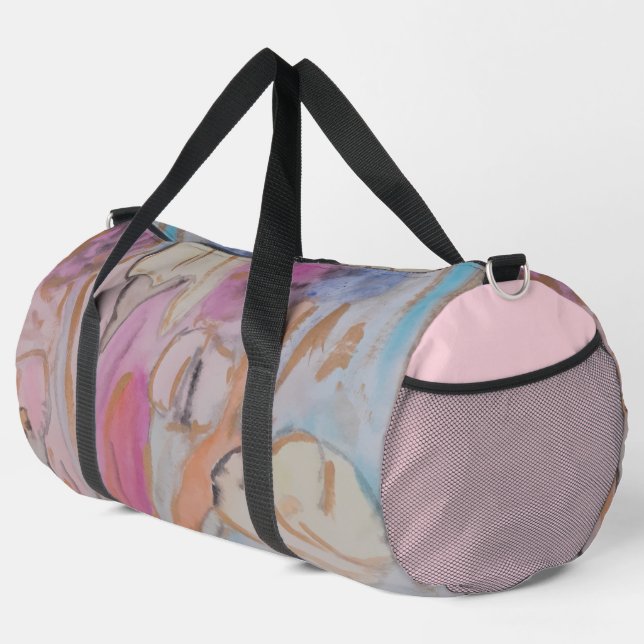 Abstract Pastel Floral Duffle Bag (Right Corner)