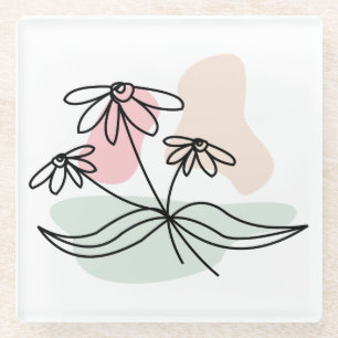 Abstract Pastel Floral Glass Coaster