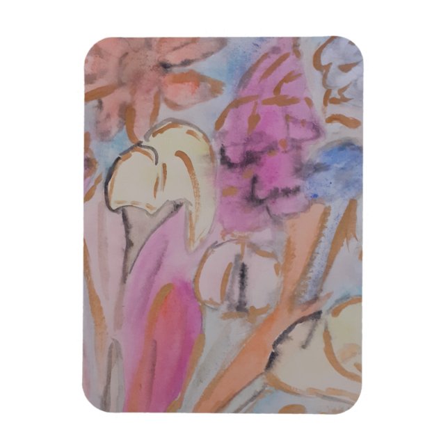 Abstract Pastel Floral  Magnet (Vertical)