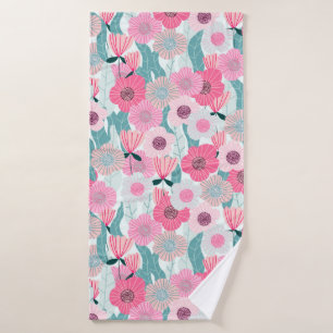 Abstract pastel floral pattern. Beautiful pink flo Bath Towel
