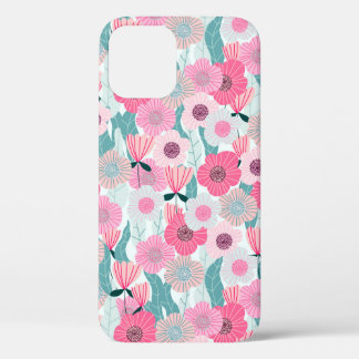 Abstract pastel floral pattern. Beautiful pink flo iPhone 12 Case