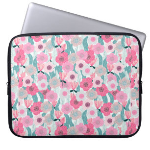 Abstract pastel floral pattern. Beautiful pink flo Laptop Sleeve