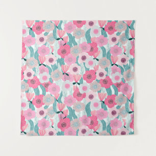 Abstract pastel floral pattern. Beautiful pink flo Tapestry