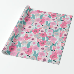 Abstract pastel floral pattern. Beautiful pink flo Wrapping Paper
