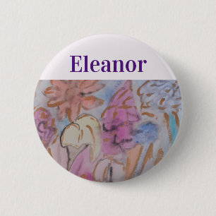 Abstract Pastel Floral Personalised 6 Cm Round Badge
