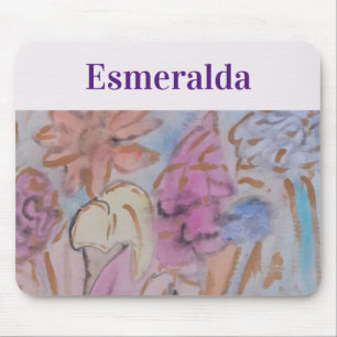 Abstract Pastel Floral Personalised Mouse Pad