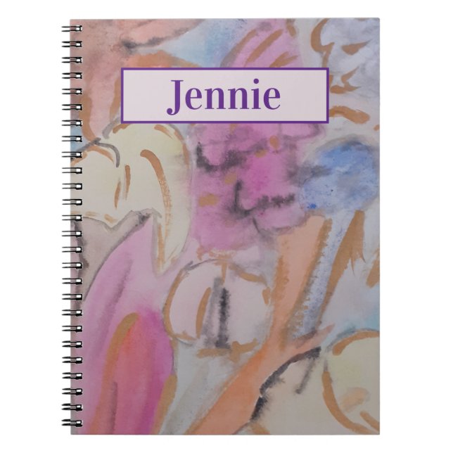 Abstract Pastel Floral Personalized Notebook (Front)