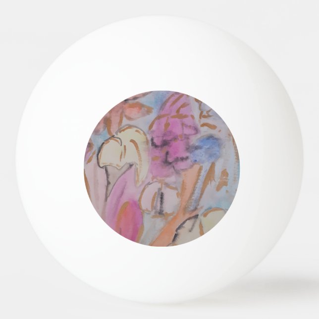 Abstract Pastel Floral Ping Pong Ball (Front)
