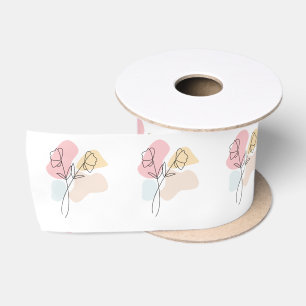 Abstract Pastel Floral Satin Ribbon