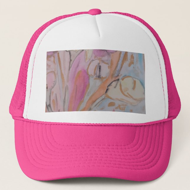 Abstract Pastel Floral Trucker Hat (Front)