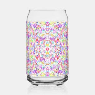 Abstract pastel flowers can glass
