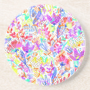 Abstract pastel flowers coaster