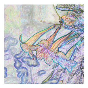 Abstract Pastel Flowers Drawing Poster