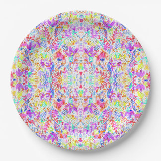 Abstract pastel flowers paper plate