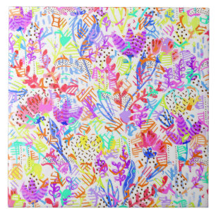 Abstract pastel flowers tile