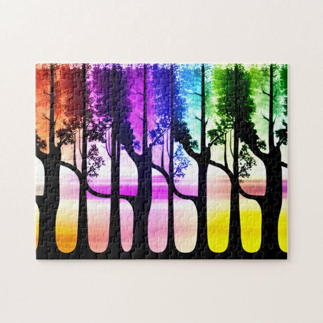 Abstract Pastel Forest Colourful Leaves Jigsaw Puzzle (Horizontal)