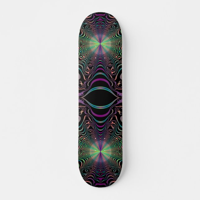 Abstract Pastel Fractal Web Skateboard Deck (Front)