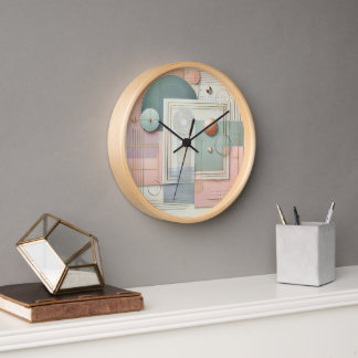 Abstract Pastel Geometric Wall Clock