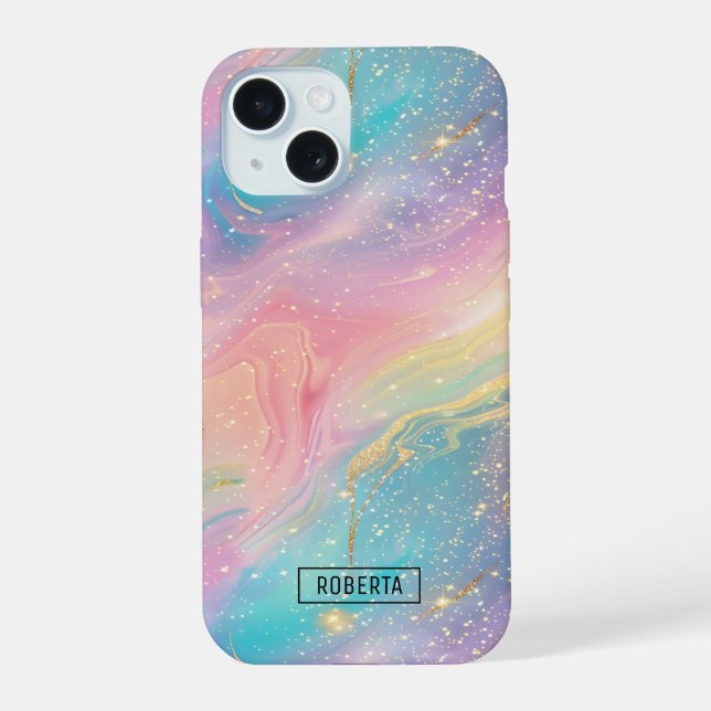 Abstract Pastel Glitter Seamless Pattern iPhone 15 Case (Back)