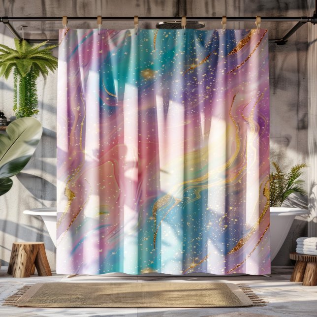 Abstract Pastel Glitter Seamless Pattern Shower Curtain (Creator Uploaded)
