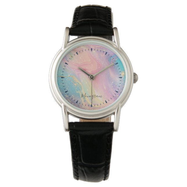 Abstract Pastel Glitter Seamless Pattern Watch (Front)