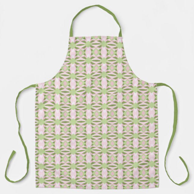 Abstract Pastel Green And Pink Geometric Pattern Apron (Front)