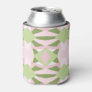Abstract Pastel Green And Pink Geometric Pattern Can Cooler