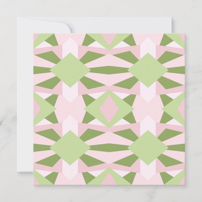 Abstract Pastel Green And Pink Geometric Pattern Card (Front)