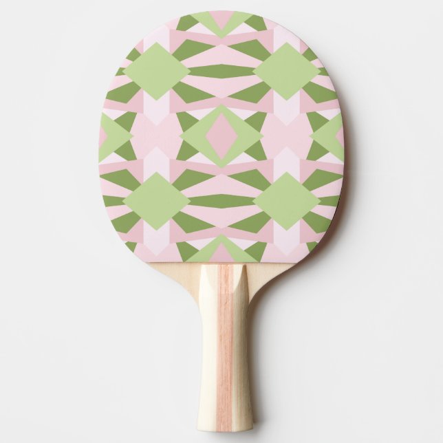 Abstract Pastel Green And Pink Geometric Pattern Ping Pong Paddle (Front)