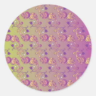 Abstract Pastel Green and Pink Paisley Floral Classic Round Sticker