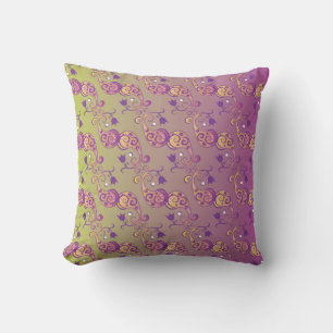 Abstract Pastel Green and Pink Paisley Floral Cushion