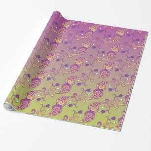 Abstract Pastel Green and Pink Paisley Floral Wrapping Paper