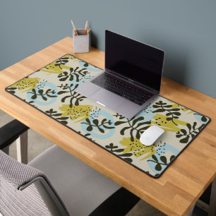 Abstract Pastel Green Blue Pattern Desk Mat