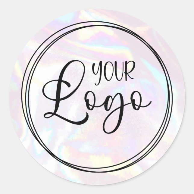 Abstract Pastel Holographic Your Logo Here Classic Round Sticker (Front)