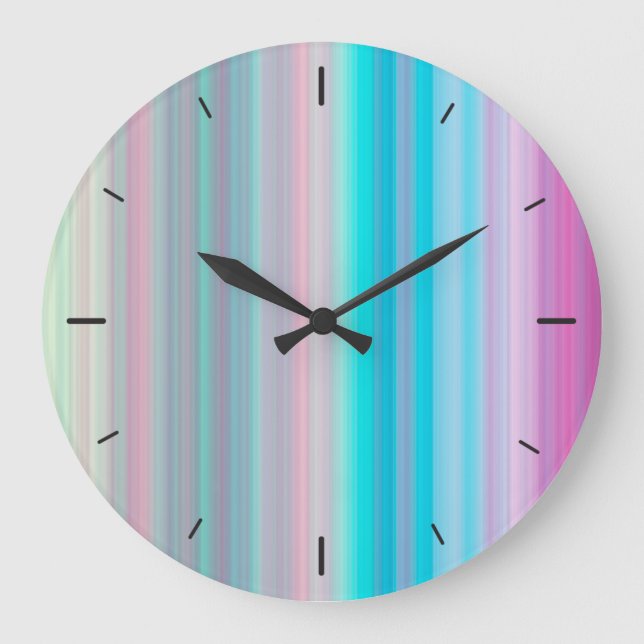 Abstract Pastel Horizontal Lines | Wall Clock (Front)