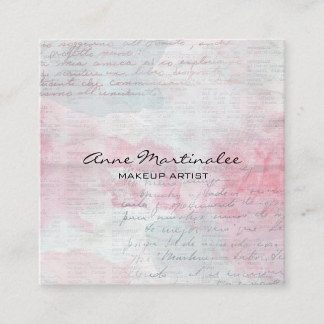 Abstract Pastel Mixed Media Collage Square Business Card (Front)