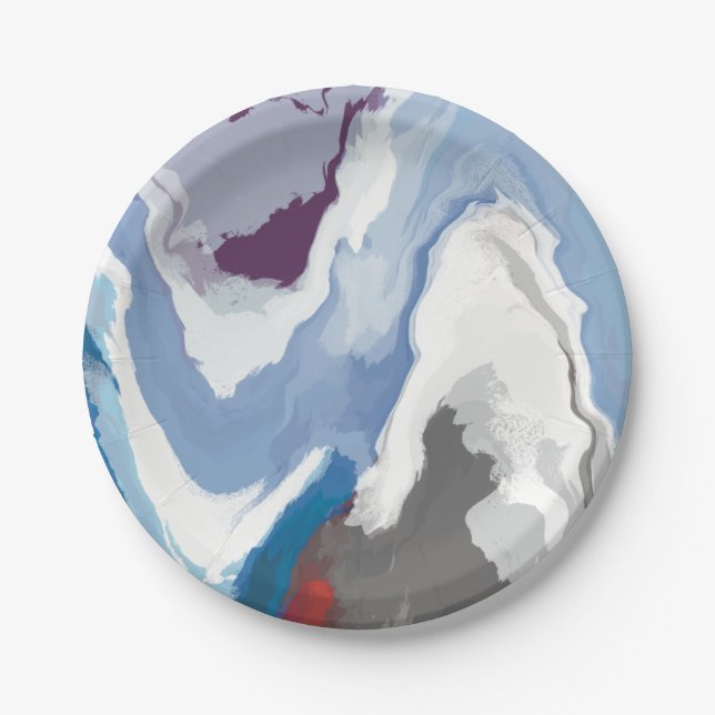 Abstract Pastel Paint Mountain Edition Paper Plate (Front)