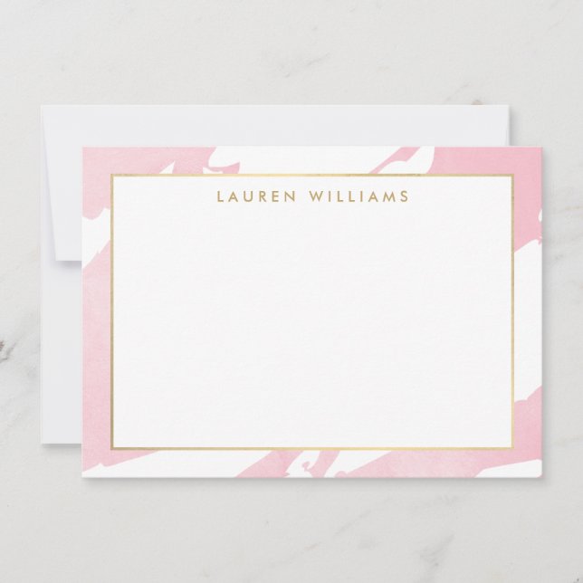 Abstract Pastel Pink Brushstrokes Flat Notecard (Front)