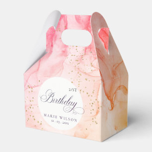 Abstract Pastel Pink Orange Any Age Birthday Favour Box