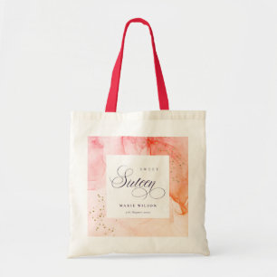 Abstract Pastel Pink Orange Sweet 16 Birthday Tote Bag