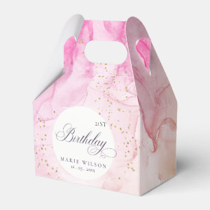 Abstract Pastel Pink Purple Any Age Birthday Favour Box