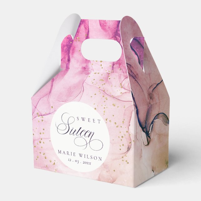 Abstract Pastel Pink Purple Navy Sweet 16 Birthday Favour Box (Front Side)