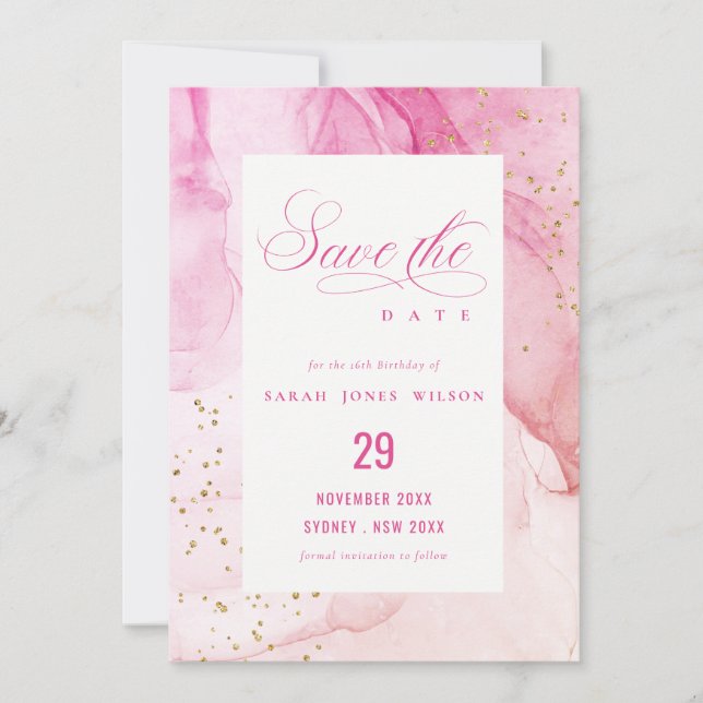 Abstract Pastel Pink Purple Sweet 16 Birthday Invitation (Front)
