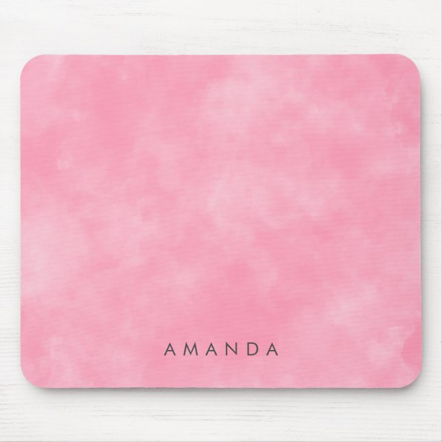 Abstract Pastel Pink Sky Clouds Personalised Text Mouse Pad (Front)