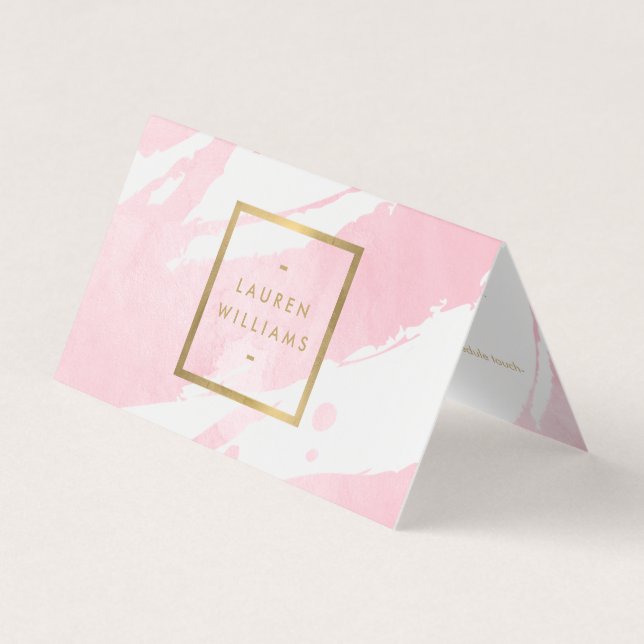 Abstract Pastel Pink Watercolor Brushstrokes Business Card (Front)