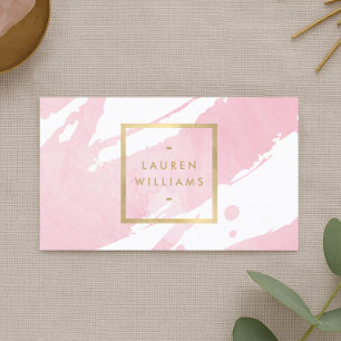Abstract Pastel Pink Watercolor Brushstrokes Business Card