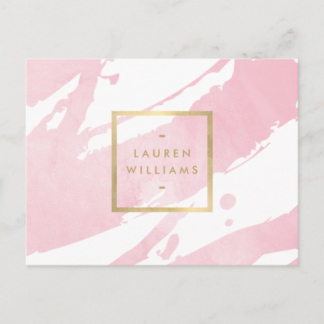 Abstract Pastel Pink Watercolor Brushstrokes Postcard (Front)