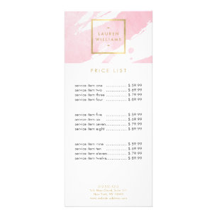 Abstract Pastel Pink Watercolor Brushstrokes Rack Card